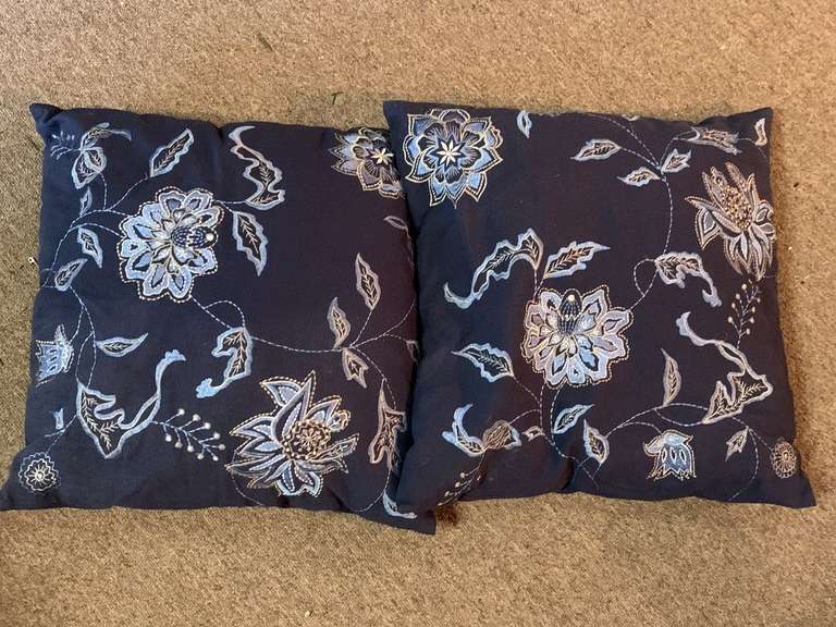 TWO 17X17 NAVY & LIGHT BLUE THROW PILLOWS image