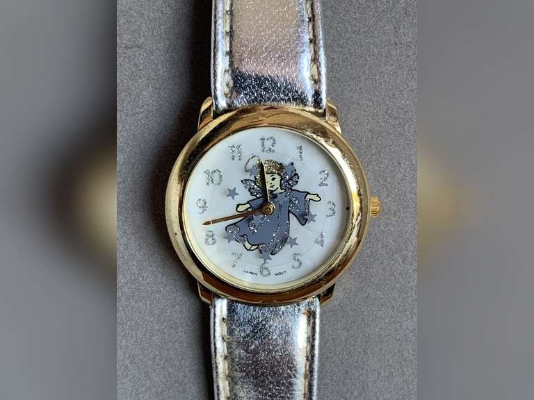 CHRISTMAS ANGEL WATCH W/ SILVER METALLIC LEATHER BAND - CHECKOUT image