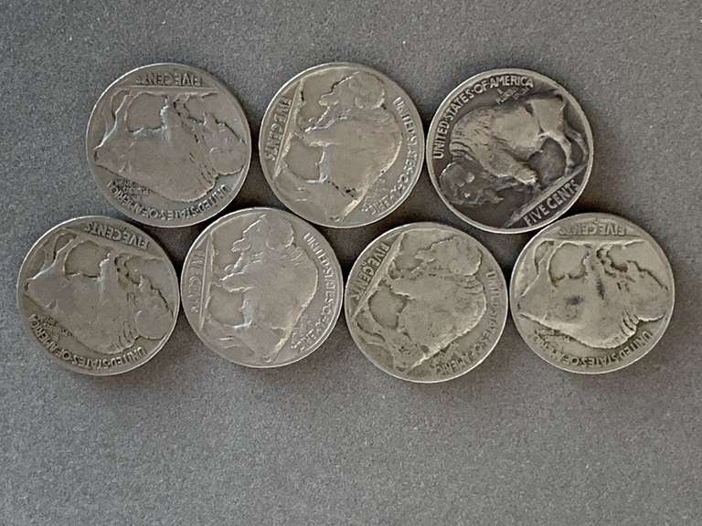 SEVEN 1936 BUFFALO NICKELS - CHECKOUT image