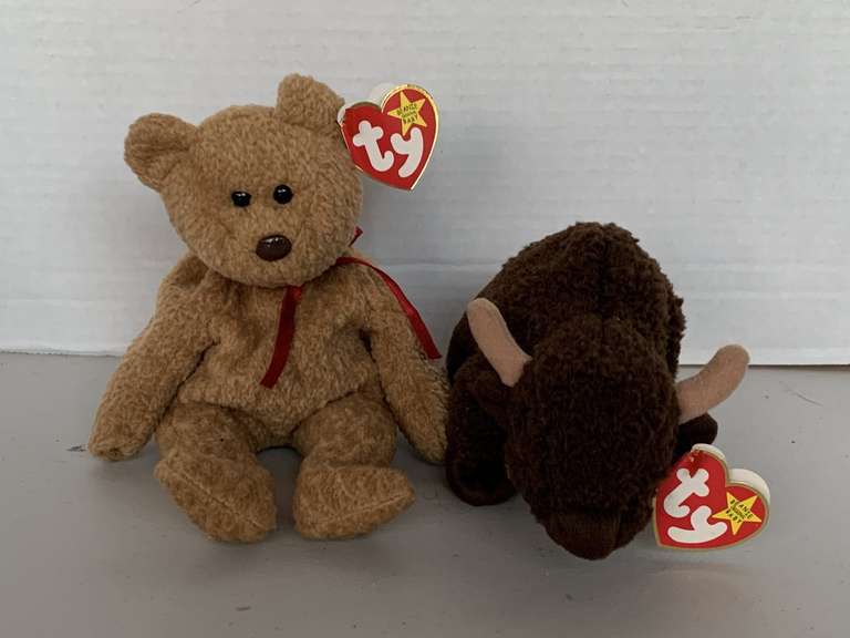 1996 TY BEANIE BABY "CURLY" W/ TAG ERROR & 1998 TY BEANIE BABY "ROAM" image