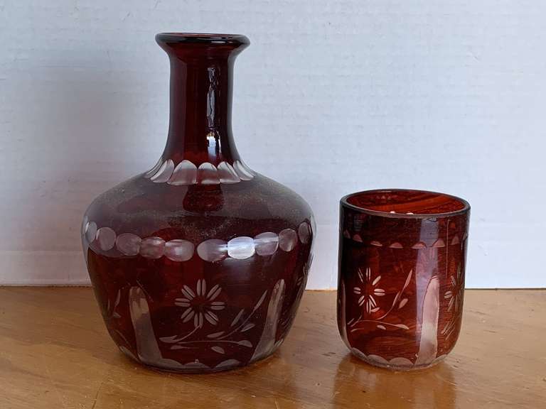 VINTAGE BRODY RUBY RED HOBNAIL BUD VASE 7 3/4" TALL image