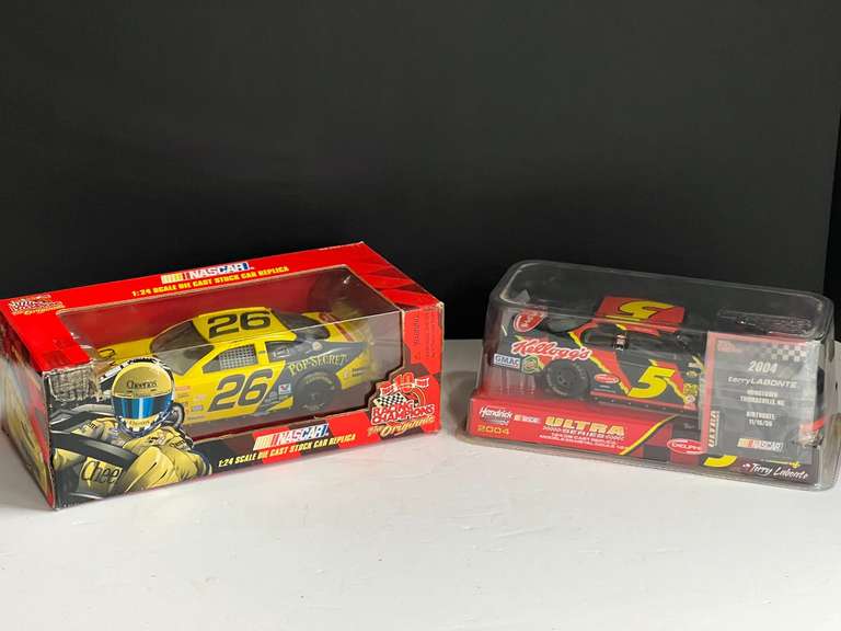 #26 and #5 NASCAR replicas, two pieces, 1/24 scale, comes with original boxes, see pictures for details. image