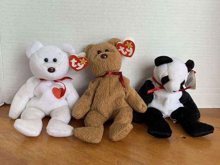 3 TY BEANIES (1994 VALENTINO W/ TAG ERROR, 1996 CURLY W/ TAG ERROR, 1997 FORTUNE W/ TAG ERROR) image