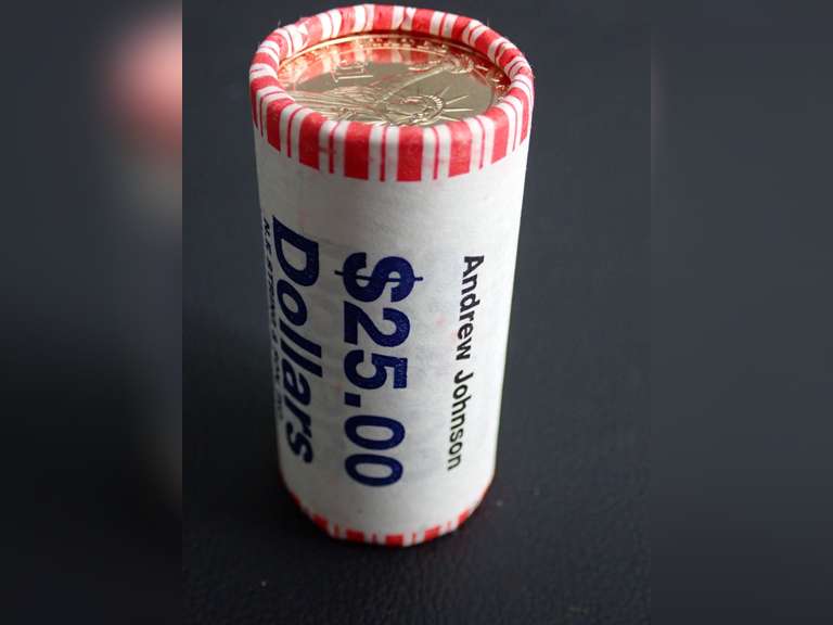 $25 ROLL OF ANDREW JOHNSON $1 PRESIDENTIAL COINS image