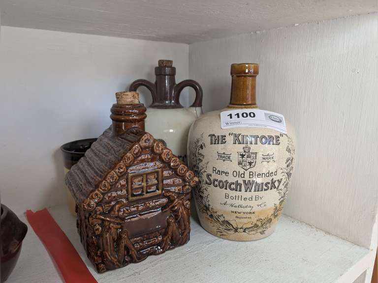 VINTAGE POTTERY WHISKEY BOTTLES AND MUG image