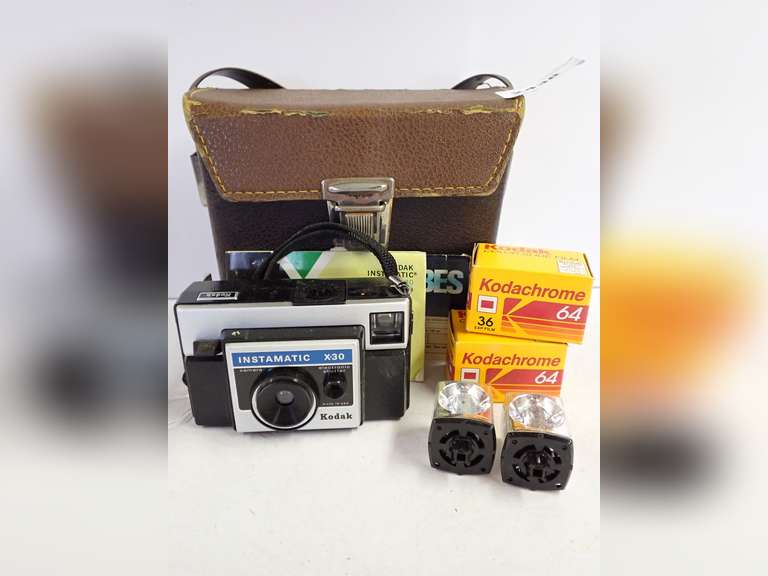 Kodak Instamatic X-30 Camera with Case, Film, and Flash Bulbs image