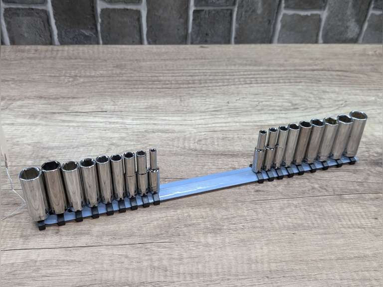 CRAFTSMAN 1/4-IN DRIVE METRIC AND SAE DEEP WELL SOCKET SET WITH RAIL ORGANIZER image