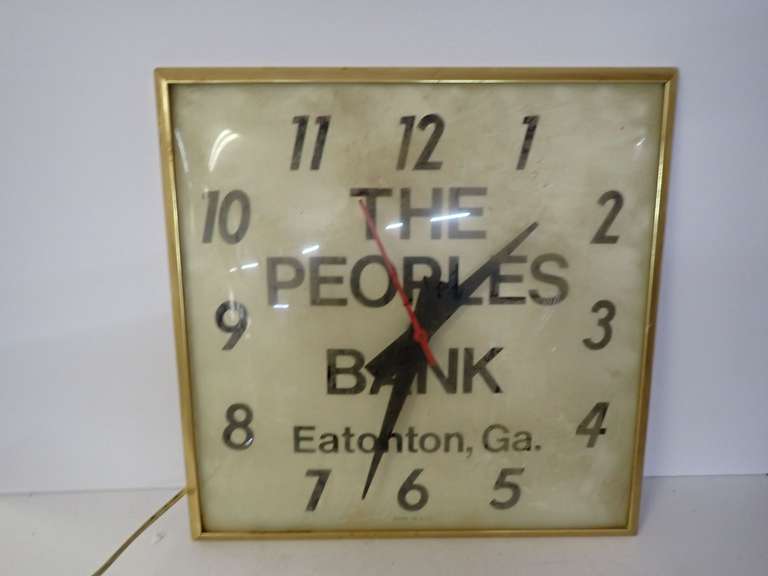The People's Bank Eatonton GA Wall Clock - Not currently working. image