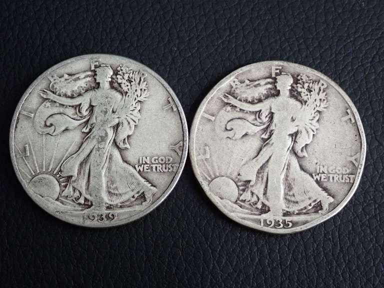 1935 & 1939 WALKER HALF DOLLAR COINS image