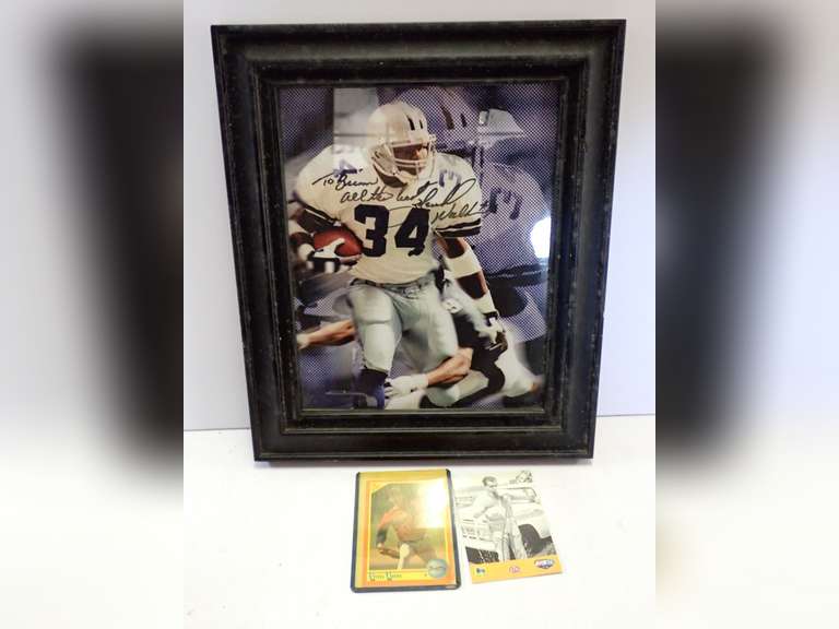 Sports Lot Including Framed Photo - Appears to be handsigned by Herschel Walker image