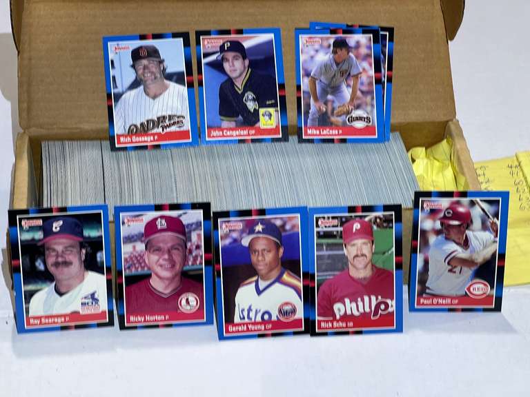 Box of assorted unsearched baseball/sports cards, see pictures for details. image
