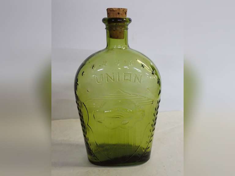 Green Glass Union Bottle with Cork Stopper image