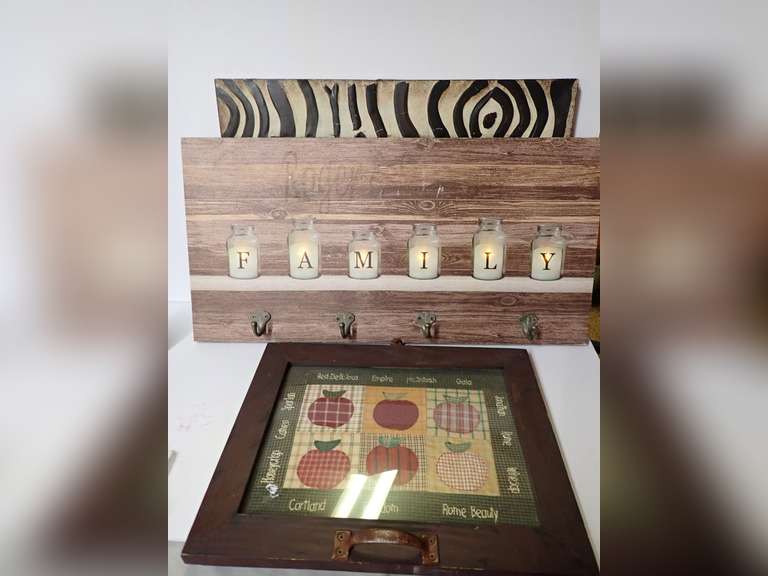 Wall Art including Light Up Mason Jar Family with Hooks image