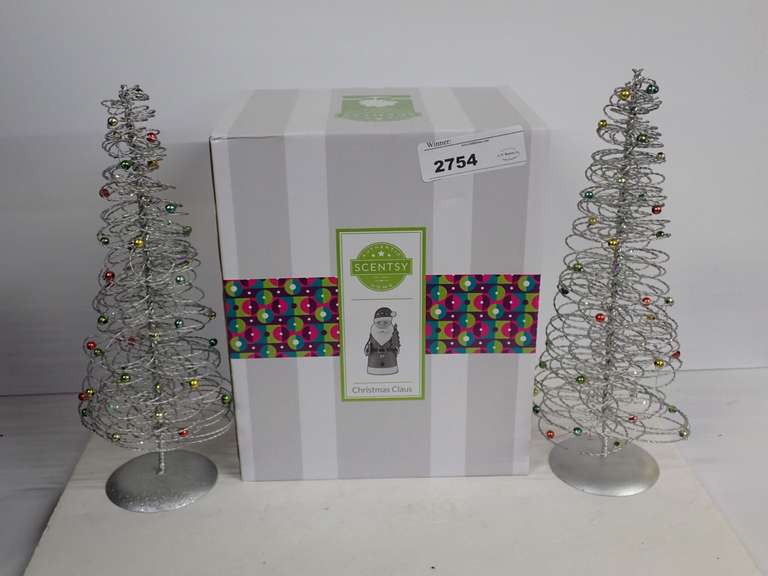 Scentsy Christmas Claus Warmer with Decorative Wire Christmas Trees image