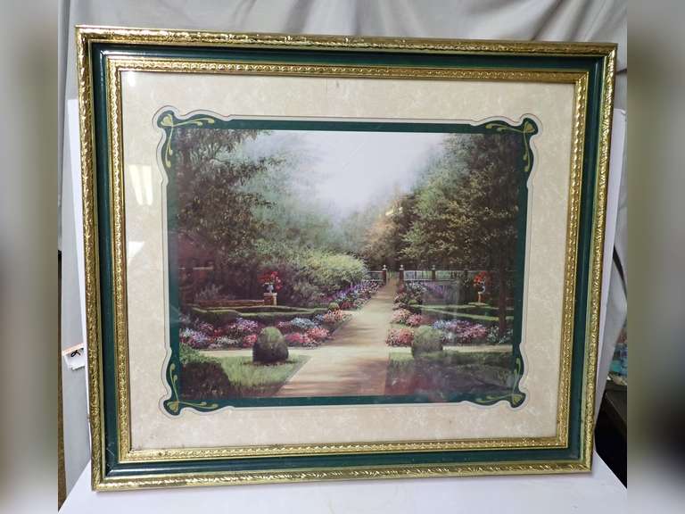 Framed Garden Scene Art Print image