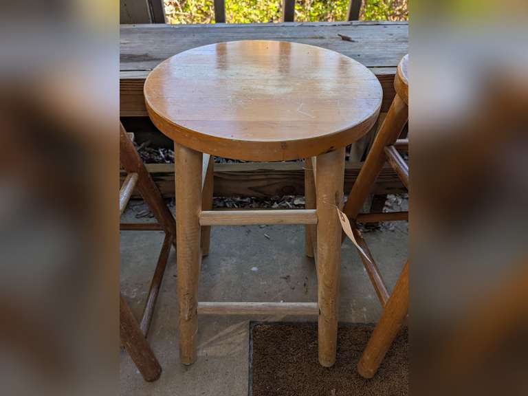 VINTAGE SOLID WOOD STOOL image