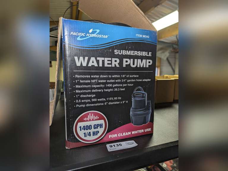 PACIFIC HYDROSTAR SUBMERSIBLE 1400 GPH 1/4 HP WATER PUMP WITH ORIGINAL BOX image