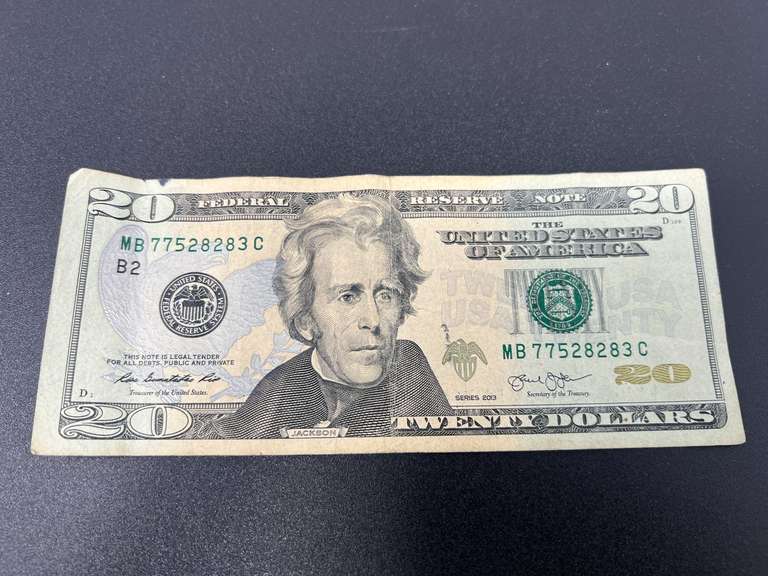 2013 series $20 bill, this particular bill has a serial number to be considered as a “fancy serial number” due to three pair of the same numbers in this serial number. Research stated only 17% of these bills have three pair of the same numbers. See pictures for details. image