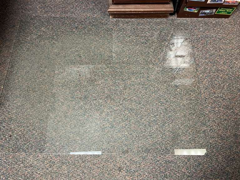 Tempered glass chair mat, 36”x 46”, comes in original box, see pictures for details. image