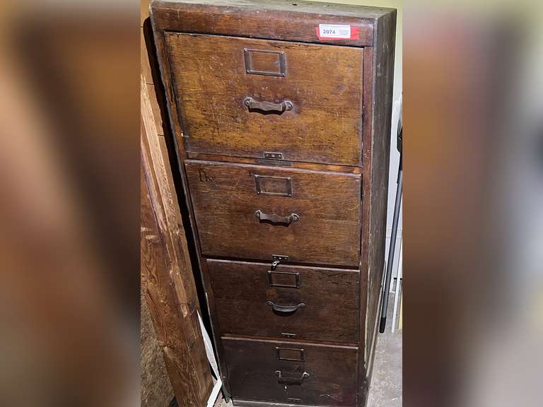 Garage… Vintage wooden Library Bureau SoleMakers four drawer file cabinet, see pictures for details. image