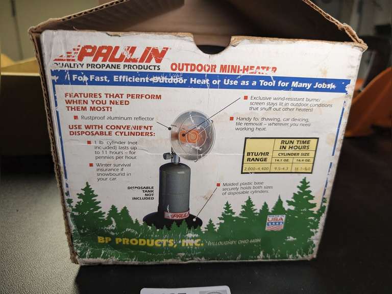PAULIN OUTDOOR PROPANE MINI-HEATER WITH ORIGINAL BOX image