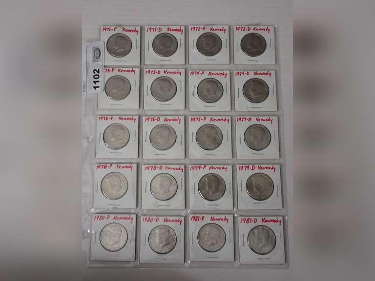 (20) 1971-1981 KENNEDY HALF DOLLAR COINS image