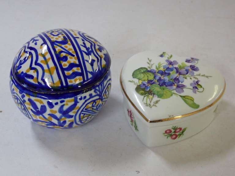 Two Decorative Lidded Trinket Boxes with Markings image