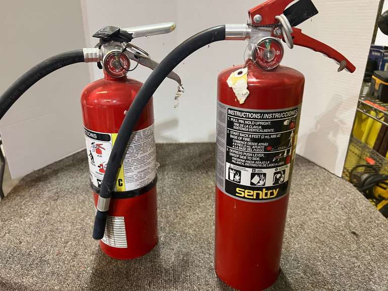 Fire extinguishers, two pieces, see pictures for details. image