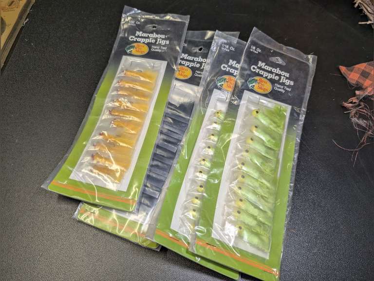 FOUR UNOPENED PACKS OF BASS PRO SHOPS MARABOU CRAPPIE JIGS image