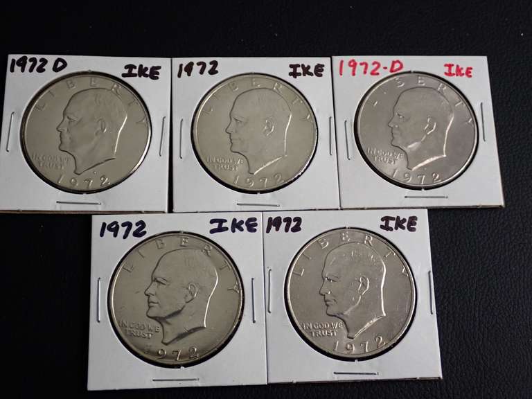(5) 1972 IKE DOLLAR COINS image