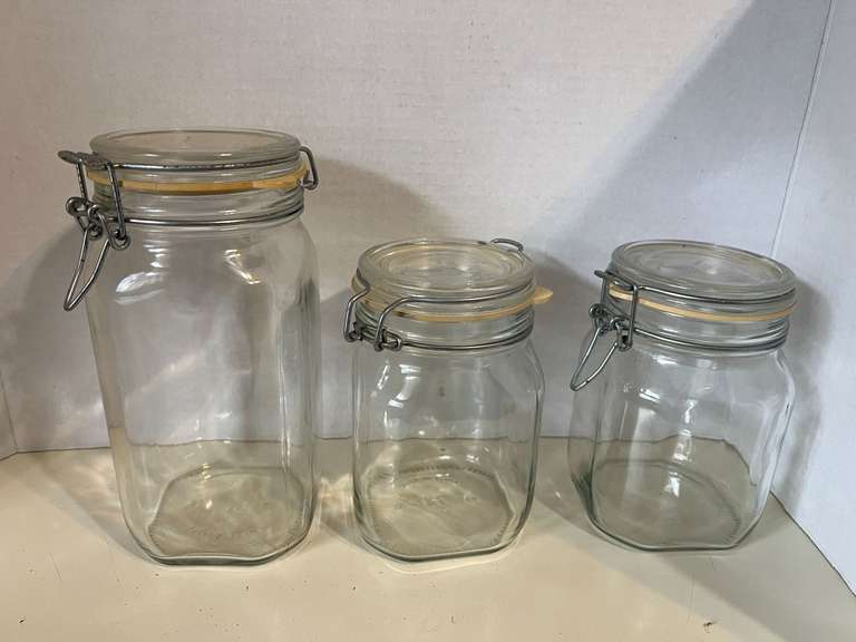 KIT...Locking lid canister set, three pieces, see pictures for details. image