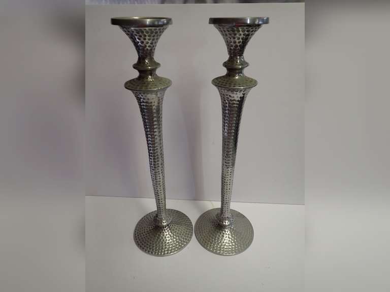 Hammered Metal Candle Holders - Pair image