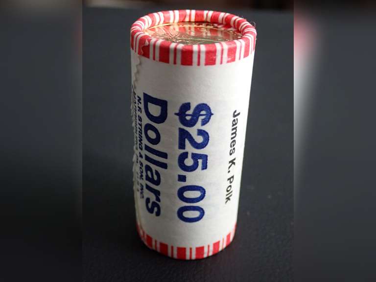 $25 ROLL OF JAMES K. POLK $1 PRESIDENTIAL COINS image