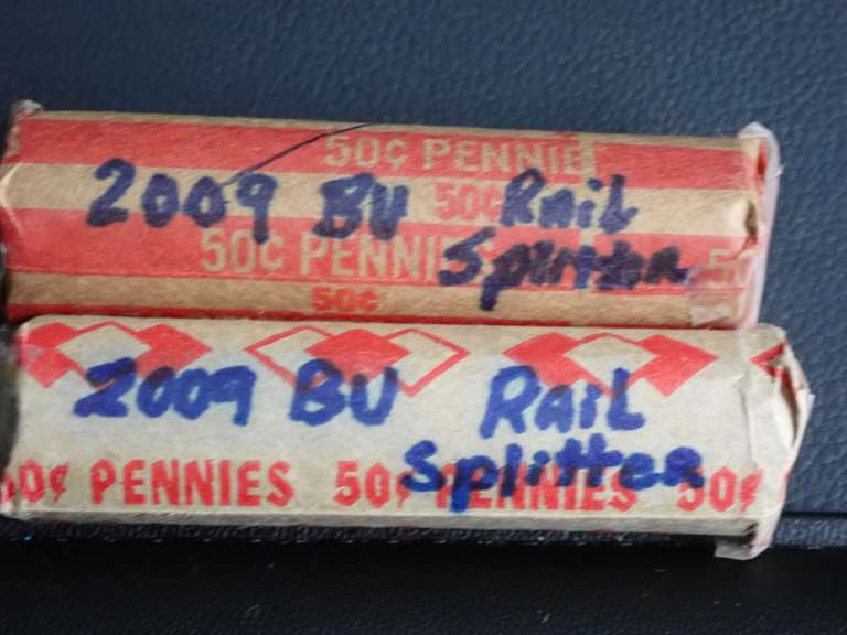 (2) ROLLS 2009 RAIL SPLITTER PENNIES image