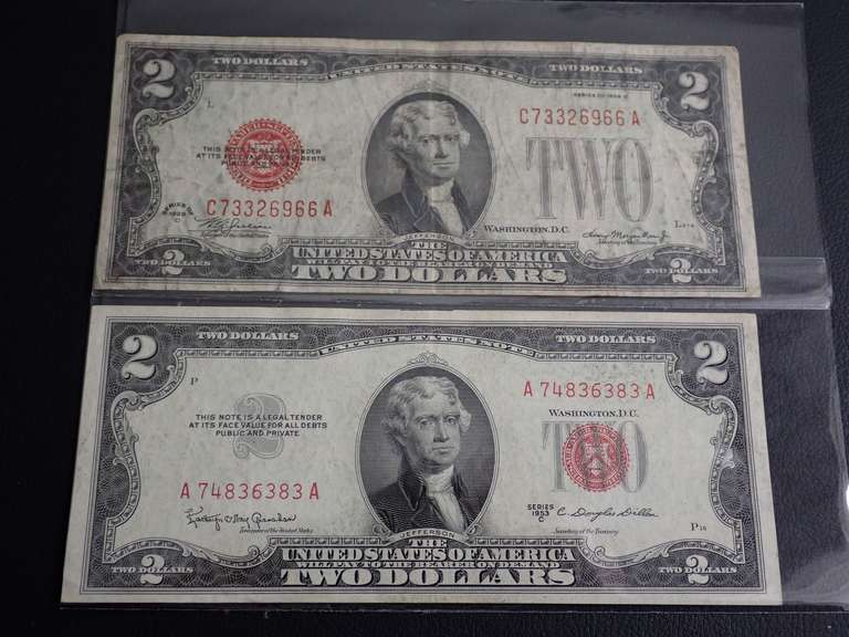 SERIES 1928D & 1953C RED SEAL $2 BANKNOTES image