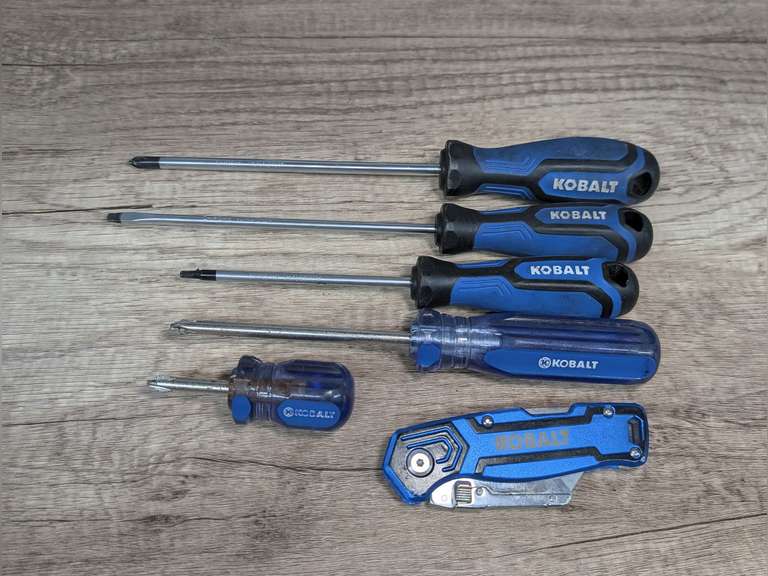 KOBALT TOOLS INCLUDING SCREWDRIVERS AND UTILITY KNIFE image