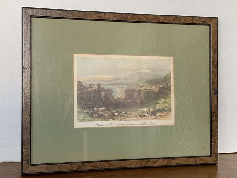 ANTIQUE ETCHING OF RUINS OF THE GREEK THEATRE 13X10 image