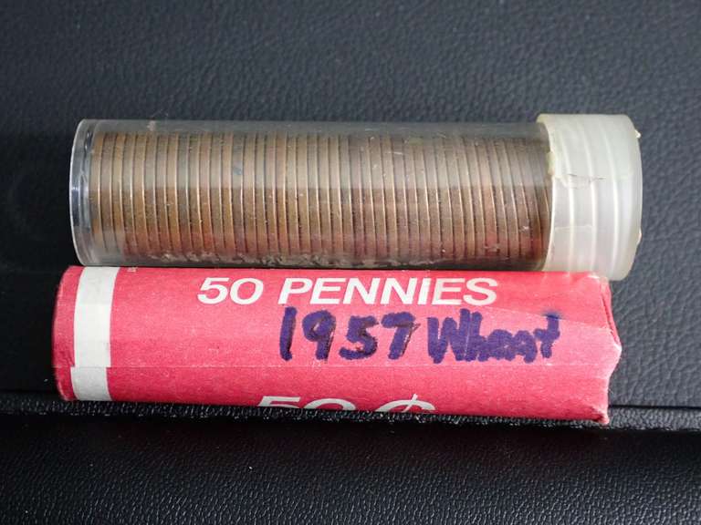 (2) ROLLS 1957 WHEAT PENNIES image