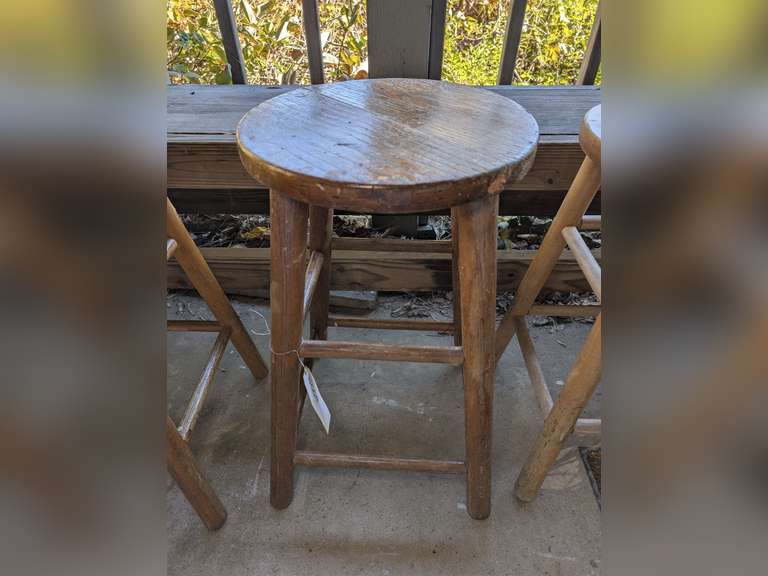 VINTAGE SOLID WOOD STOOL image