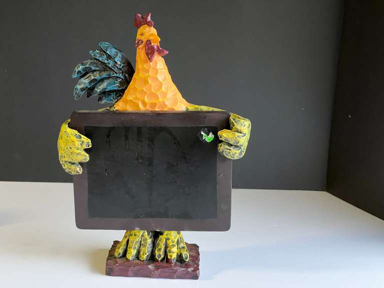 Garage… Decorative table top chalkboard rooster figurine, see pictures for details. image