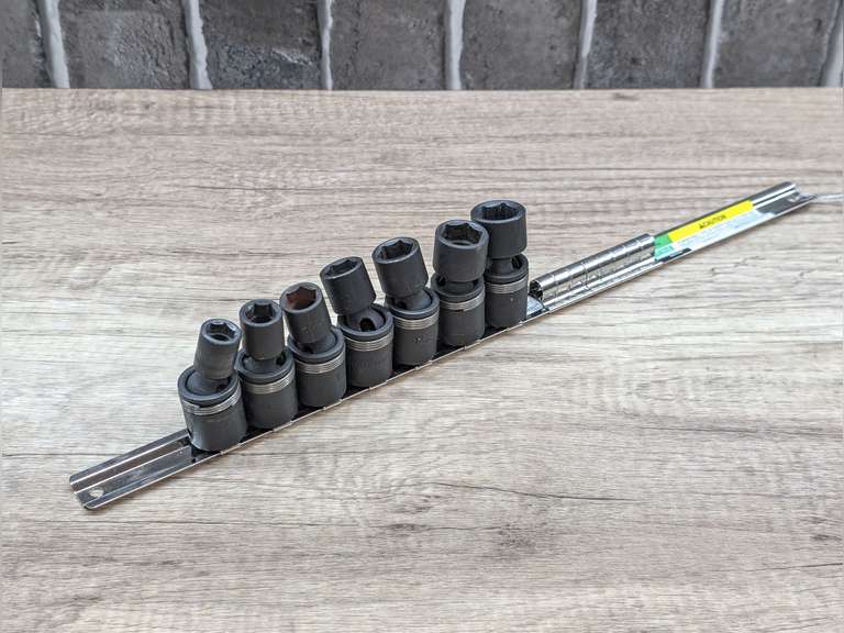 POWER TORQUE 3/8 IN DRIVE IMPACT UNIVERSAL JOINT SOCKETS WITH RAIL ORGANIZER image