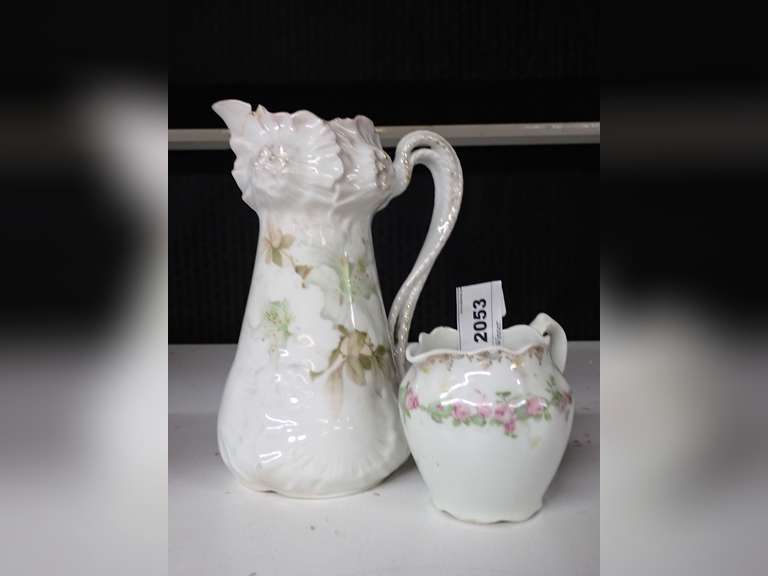 Porcelain Pitcher & Creamer w/ markings - See all photos. image