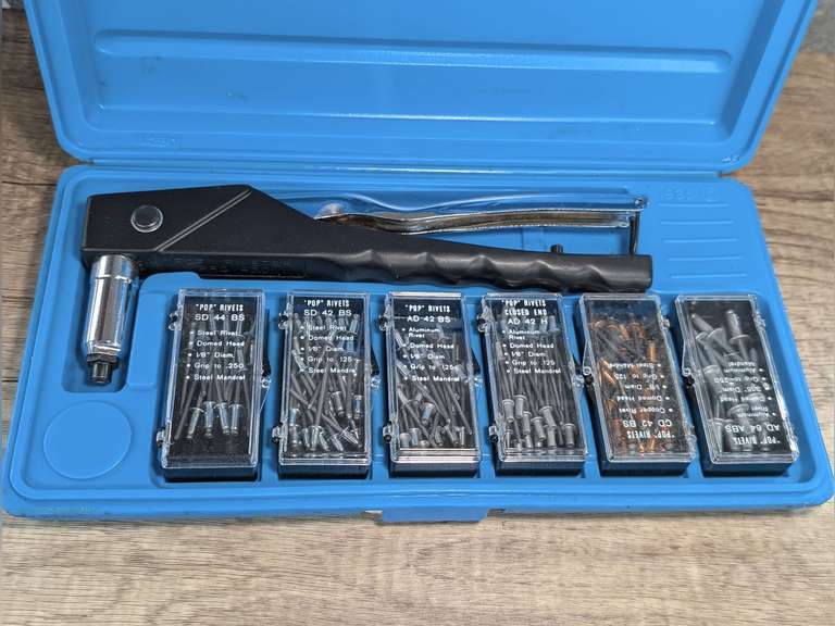 EMHART POP RIVET GUN AND RIVETS WITH CASE image