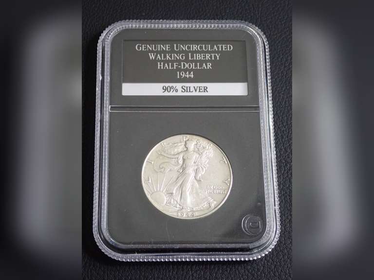 PCS GENUINE UNCIRCULATED 1944 WALKING LIBERTY HALF DOLLAR COIN image