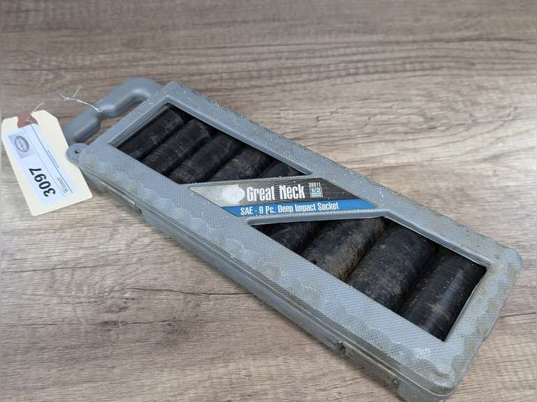 GREAT NECK 9 PIECE 1/2-IN DRIVE SAE DEEP IMPACT SOCKET SET WITH CASE image