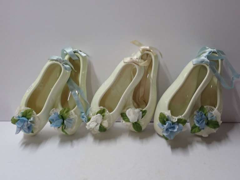 Lot of 3 R.O.C Artistic Gifts Ceramic Ballet Slippers image
