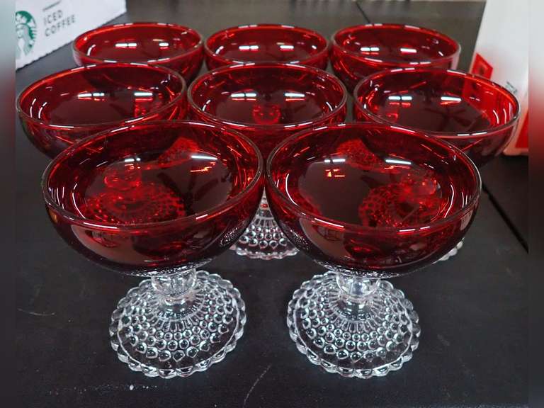 Anchor Hocking Ruby Red Bubble Foot Boopie Sherbet Glasses image