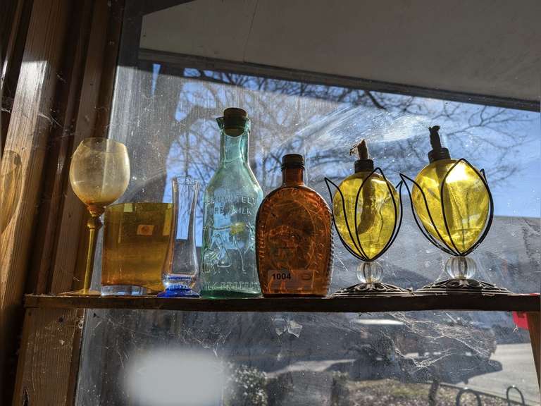 VINTAGE GLASS IN UPPER SHELF AREA MARKED 1004 image