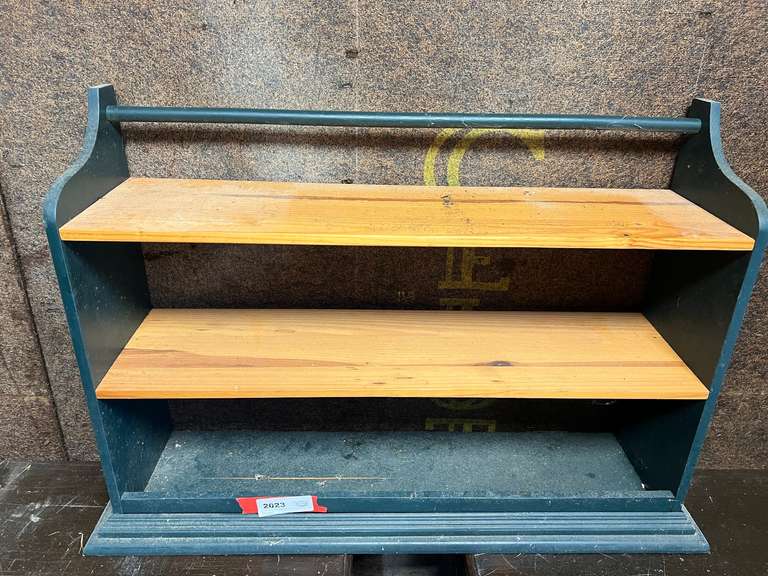 Garage… Wall mount display shelving, wood on bottom shelf as a natural split, see pictures for details. image