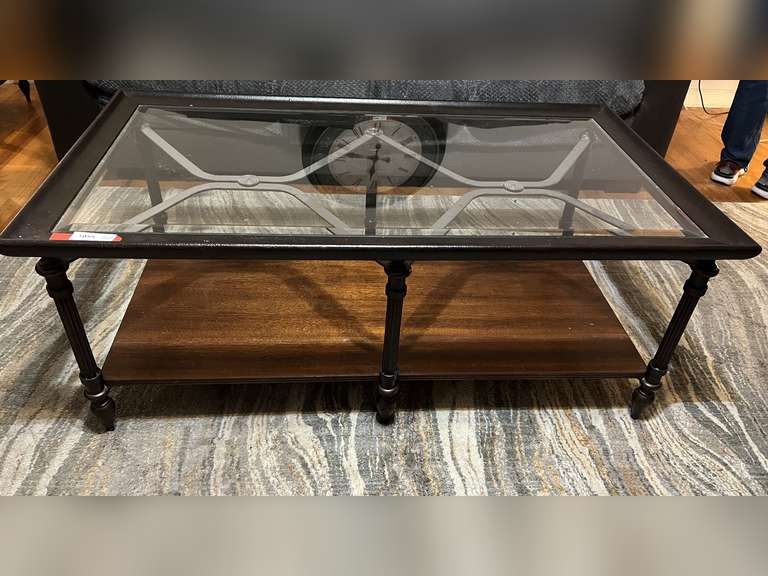 Glass top coffee table, matches lots 1053, and 1060, see pictures for details. image